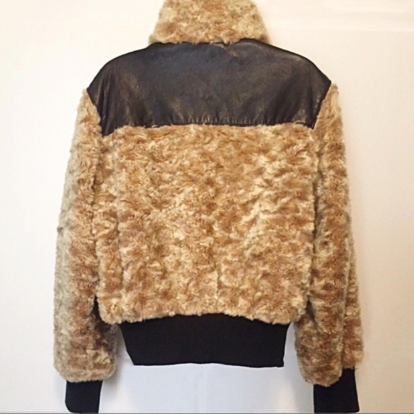 Azzure Leather Faux Fur & Leather Bomber Jacket - Picture 2 of 9